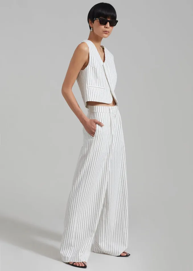 The Frankie Shop Outerwear Landry Vest 8211 WhiteBlack Stripe 8211 Women