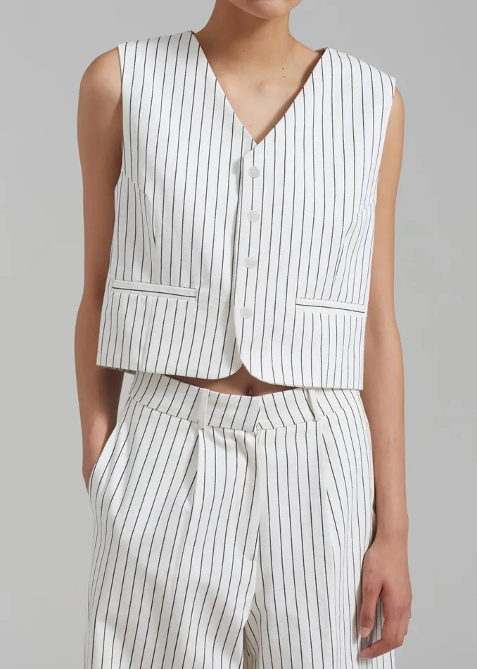 The Frankie Shop Outerwear Landry Vest 8211 WhiteBlack Stripe 8211 Women