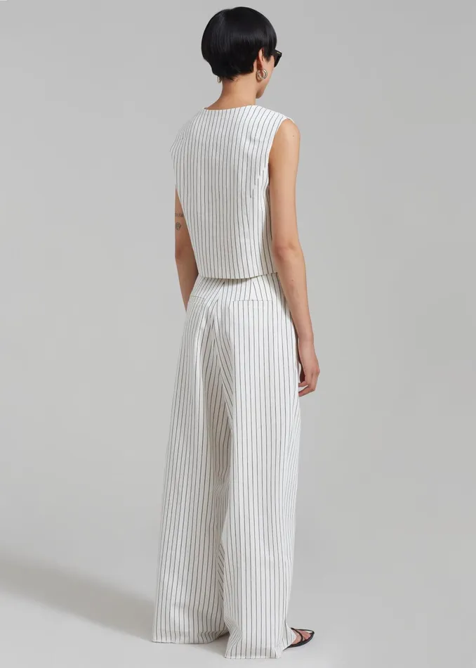 The Frankie Shop Outerwear Landry Vest 8211 WhiteBlack Stripe 8211 Women