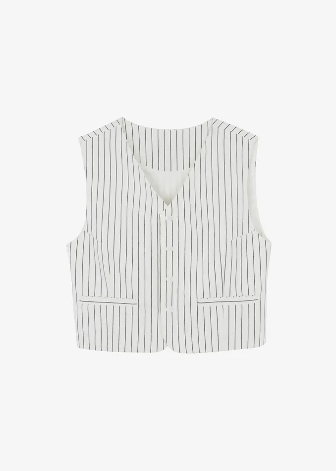 The Frankie Shop Outerwear Landry Vest 8211 WhiteBlack Stripe 8211 Women