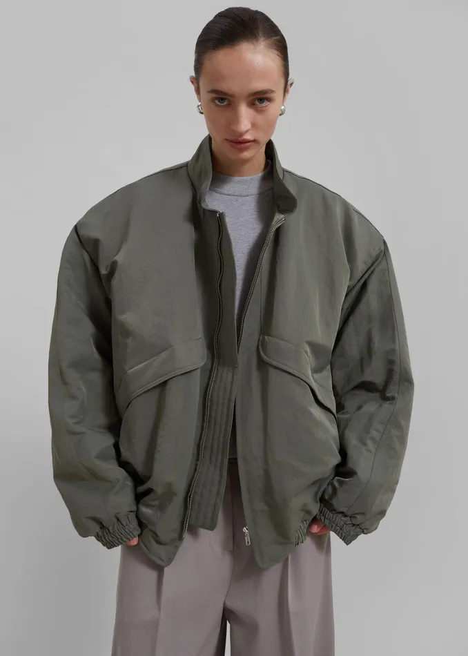 The Frankie Shop Outerwear Seth Oversized Jacket 8211 Khaki 8211 WomenMen
