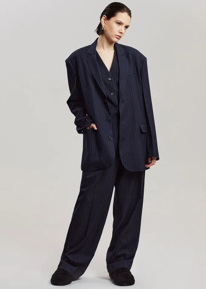The Frankie Shop Outerwear Tansy Tailored Vest 8211 Navy Pinstripe 8211 Women
