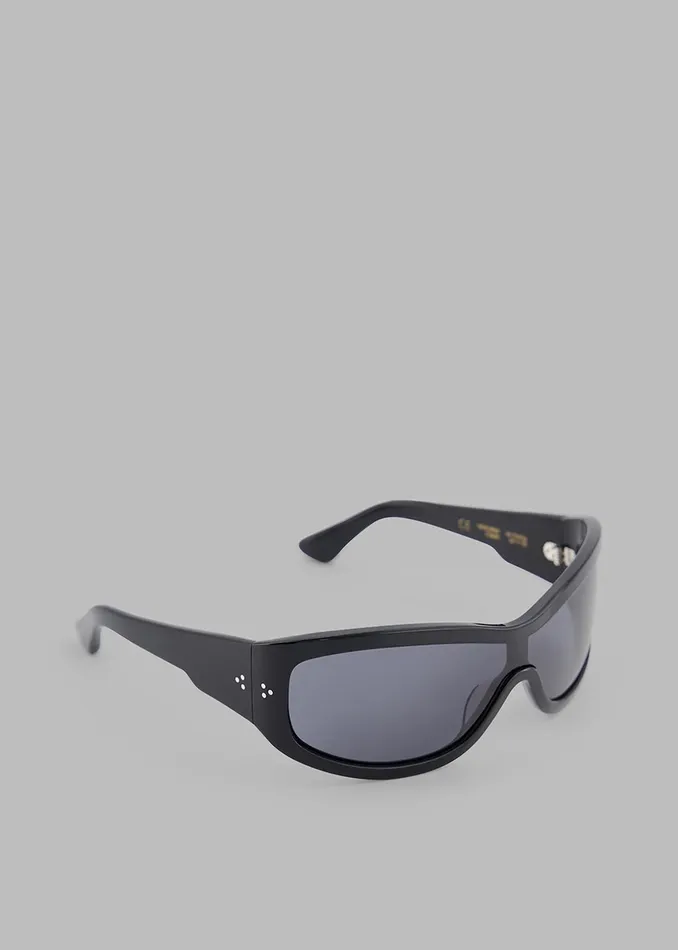 The Frankie Shop Port Tanger Nunny Sunglasses 8211 Black AcetateBlack Lens 8211 MenWomen