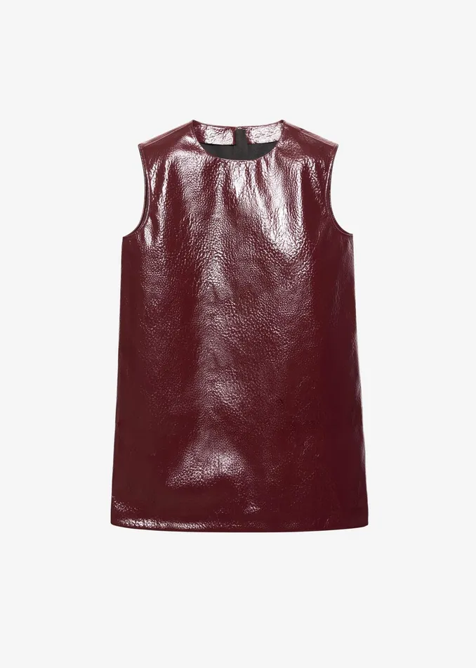 The Frankie Shop Tops Amaris Crackled Faux Leather Tank Top 8211 Burgundy 8211 Women
