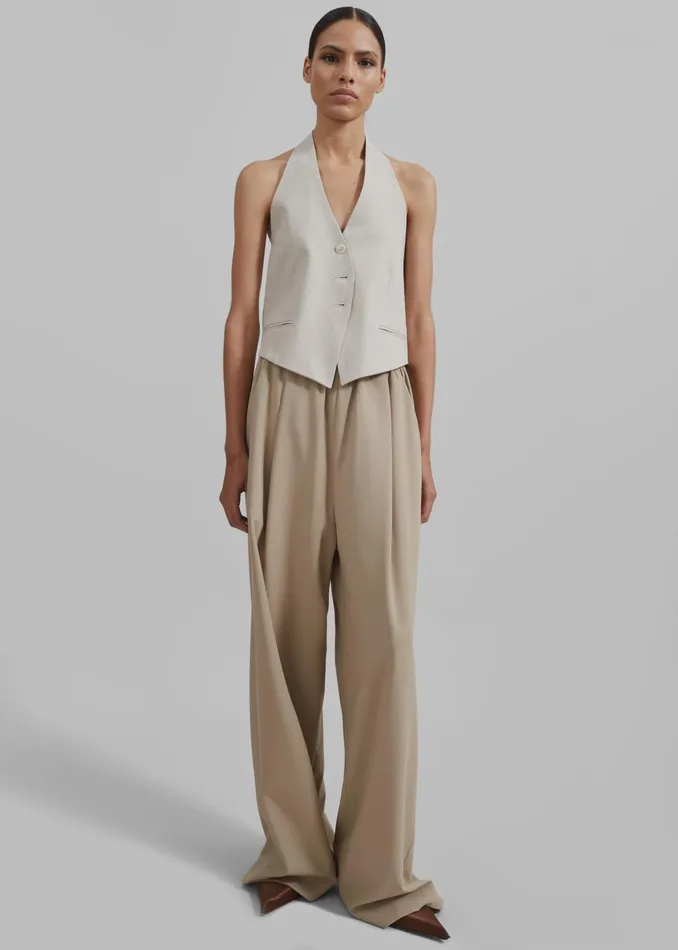 The Frankie Shop Tops Elora Linen Halter Top 8211 Oat 8211 Women