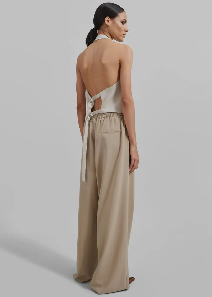The Frankie Shop Tops Elora Linen Halter Top 8211 Oat 8211 Women