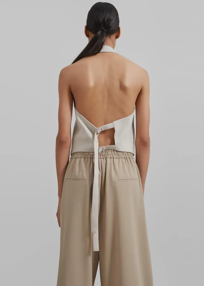 The Frankie Shop Tops Elora Linen Halter Top 8211 Oat 8211 Women