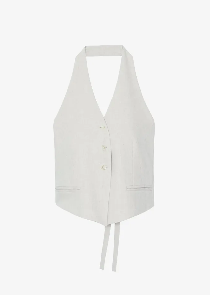 The Frankie Shop Tops Elora Linen Halter Top 8211 Oat 8211 Women