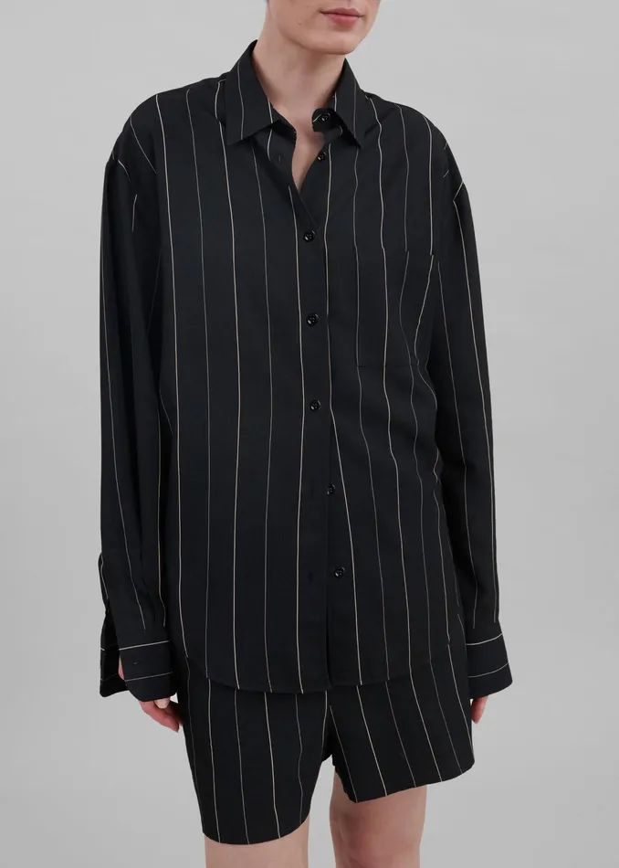 The Frankie Shop Tops Lui Shirt 8211 BlackBeige Stripe 8211 Women