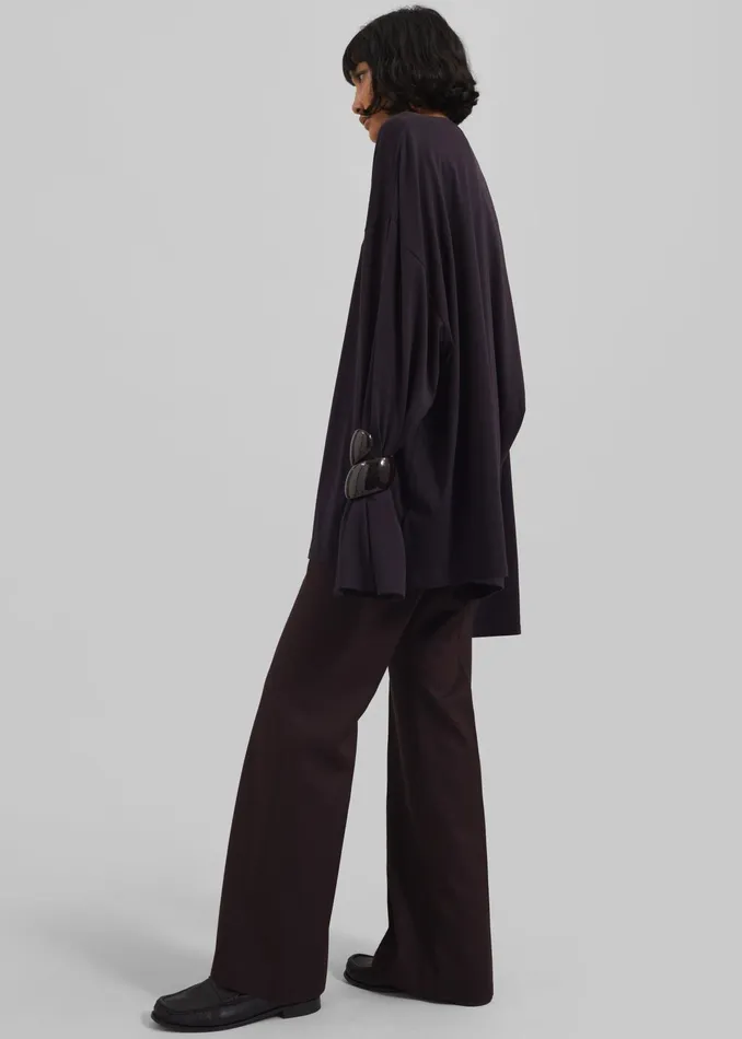 The Frankie Shop Tops Rio Oversized Sleeve Tee 8211 Dark Plum 8211 Women
