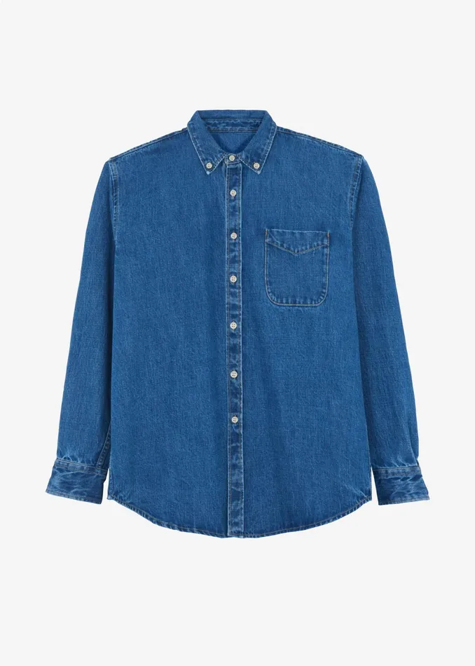 The Frankie Shop Tops Sinclair Denim Shirt 8211 Medium Wash 8211 Men