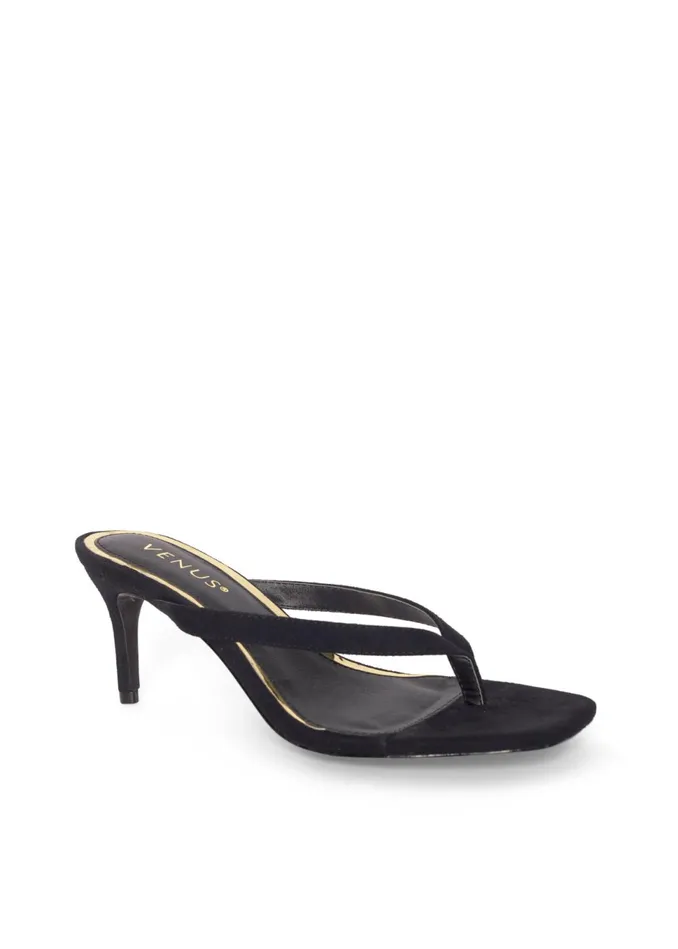 THONG STRAP KITTEN HEELS Black Women VENUS Heels