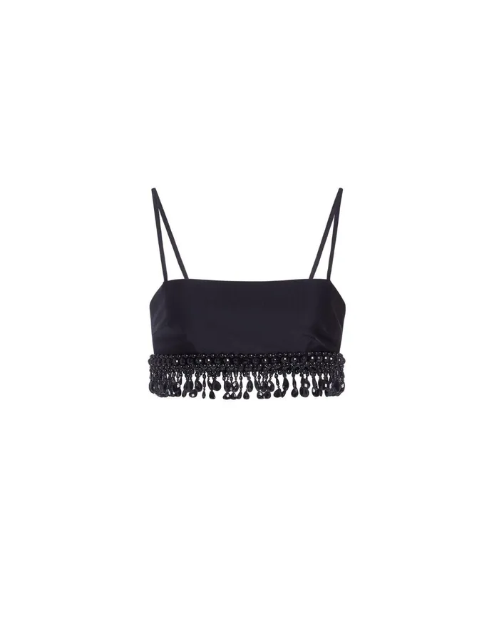 Tops and Bodysuits Women PatBO HandBeaded Cropped Top