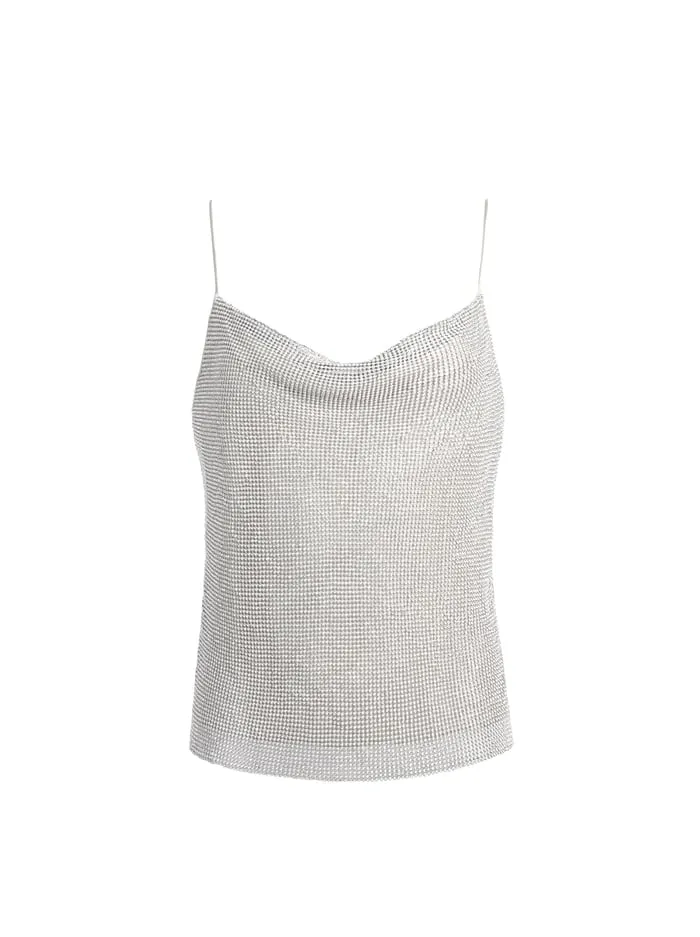 Tops Women Alice Olivia Harmon Crystal Tank Silverchainmail