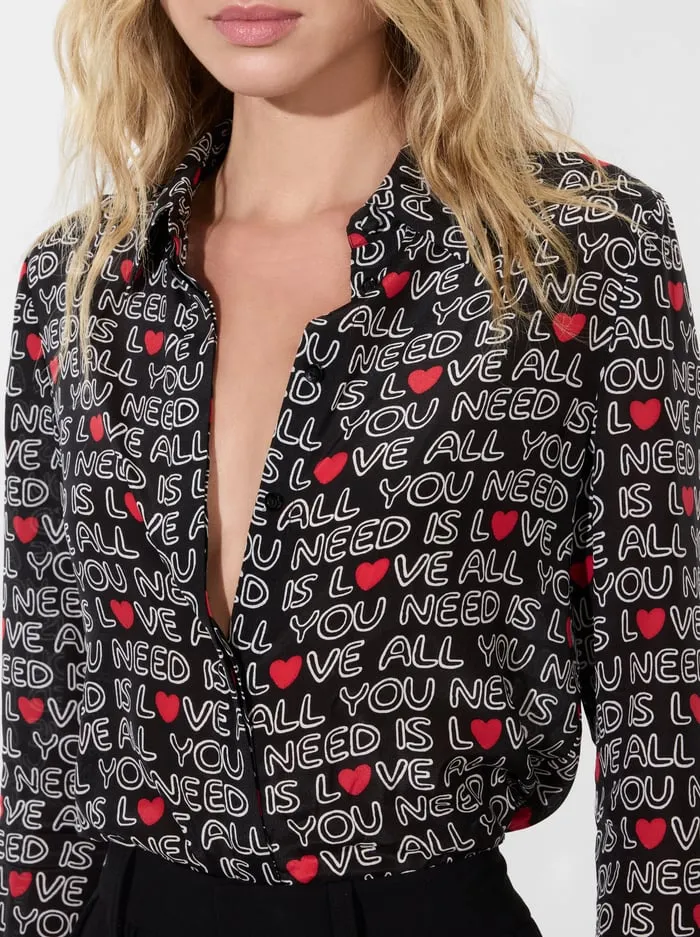 Tops Women Alice Olivia The Beatles Willa Placket Top All You Need Is Love