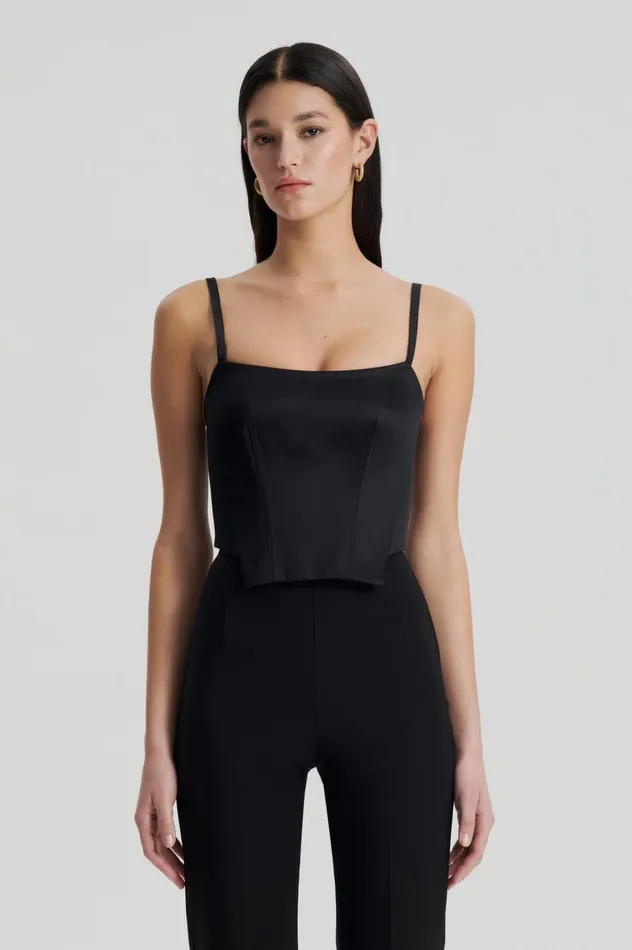 Tops Women Scanlan Theodore SATIN BUSTIER Black