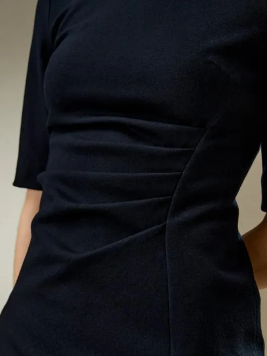 Twist Front Merino Wool Sheath Dress Women Jumpsuits Lilysilk Knitwear