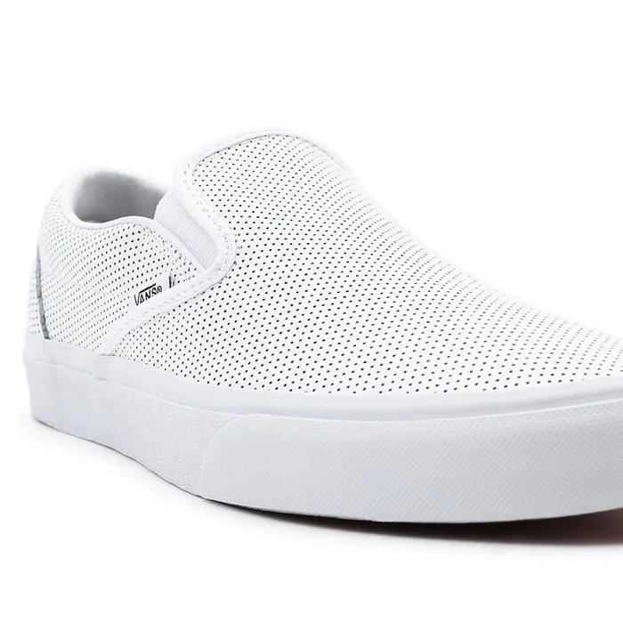 Vans Classics Men Perf Leather Classic SlipOn Shoes White