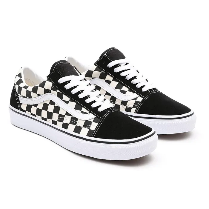 Vans Classics Men Primary Check Old Skool Shoes Black White
