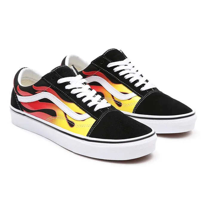 Vans Lowtop Shoes Men Flame Old Skool Shoes Black