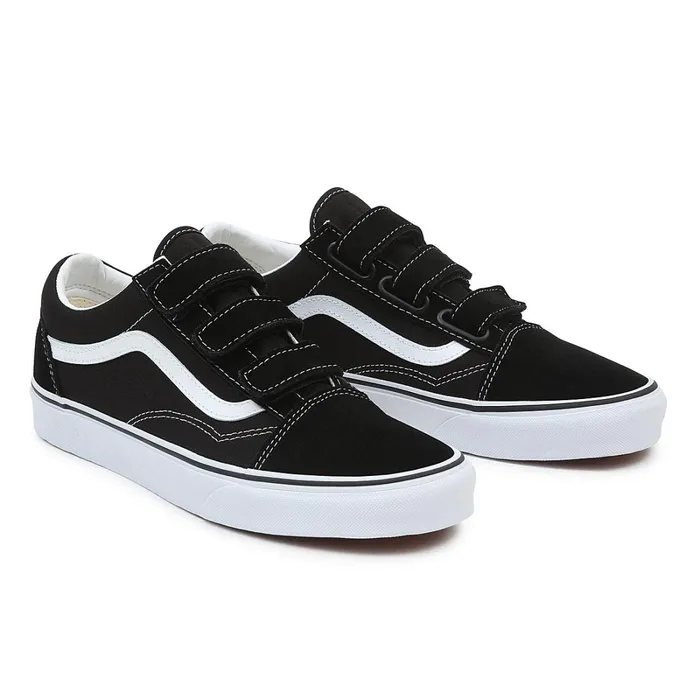 Vans Lowtop Shoes Men SuedeCanvas Old Skool Hook And Loop Shoes Black White