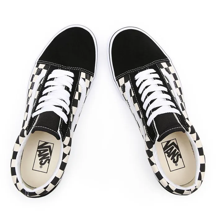 Vans Lowtop Shoes Women Primary Check Old Skool Shoes Black White