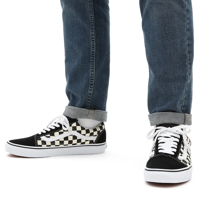 Vans Lowtop Shoes Women Primary Check Old Skool Shoes Black White