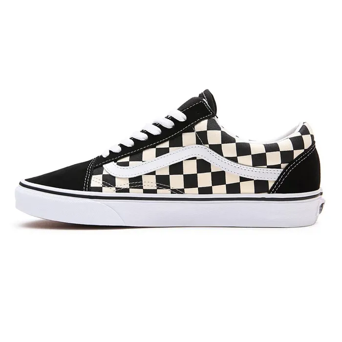 Vans Lowtop Shoes Women Primary Check Old Skool Shoes Black White