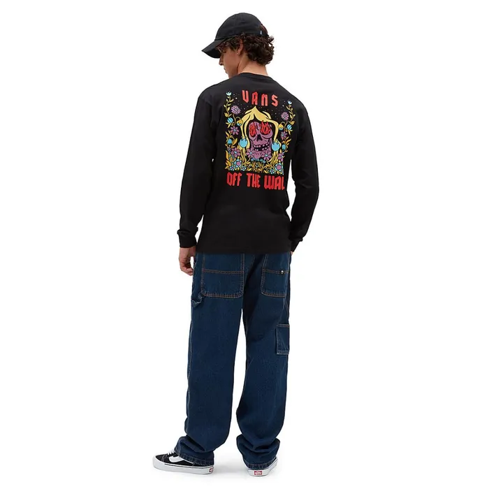 Vans View All Men Flaming Flowers Long Sleeve TShirt Black