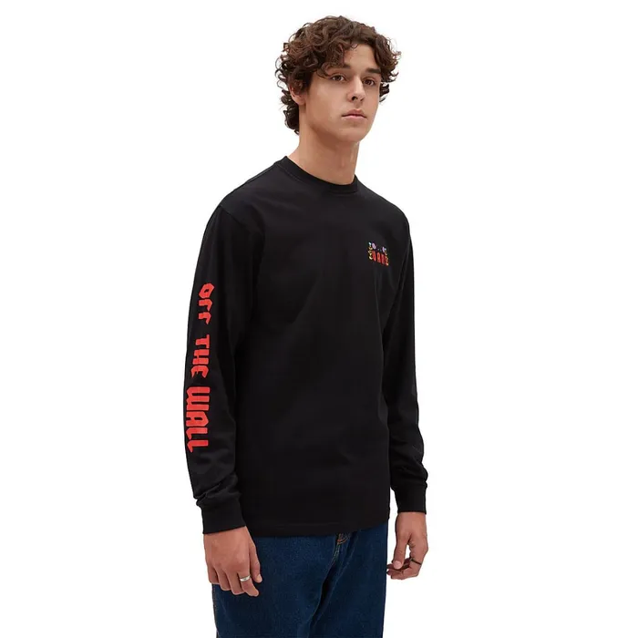 Vans View All Men Flaming Flowers Long Sleeve TShirt Black