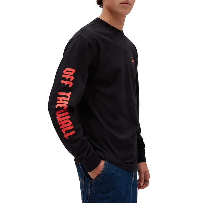 Vans View All Men Flaming Flowers Long Sleeve TShirt Black