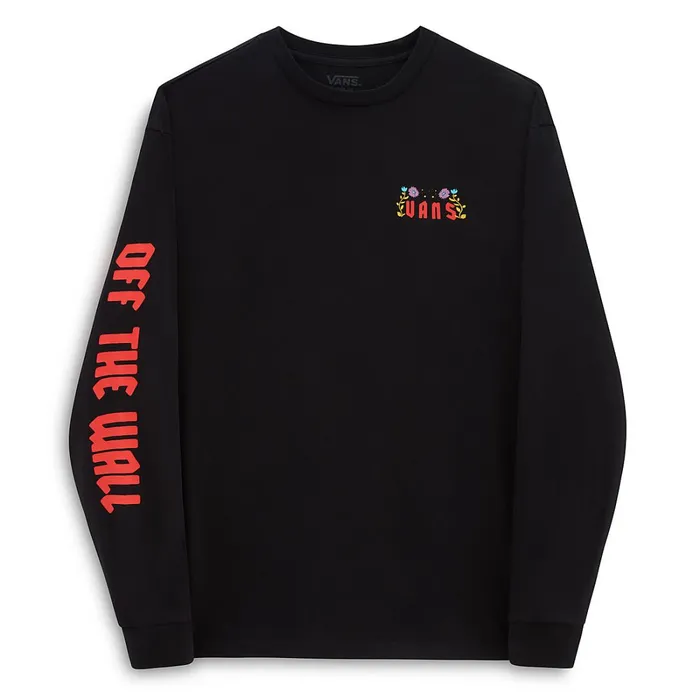 Vans View All Men Flaming Flowers Long Sleeve TShirt Black