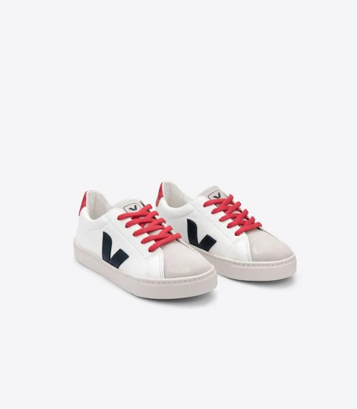 VEJA Esplar Kids ESPLAR LACES CHROMEFREE LEATHER WHITE NAUTICO PEKIN