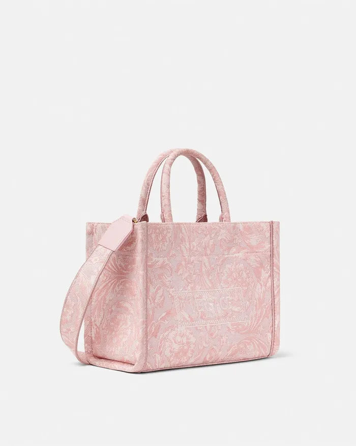 Versace Barocco Athena Small Tote Bag Pinkprint Women Totes