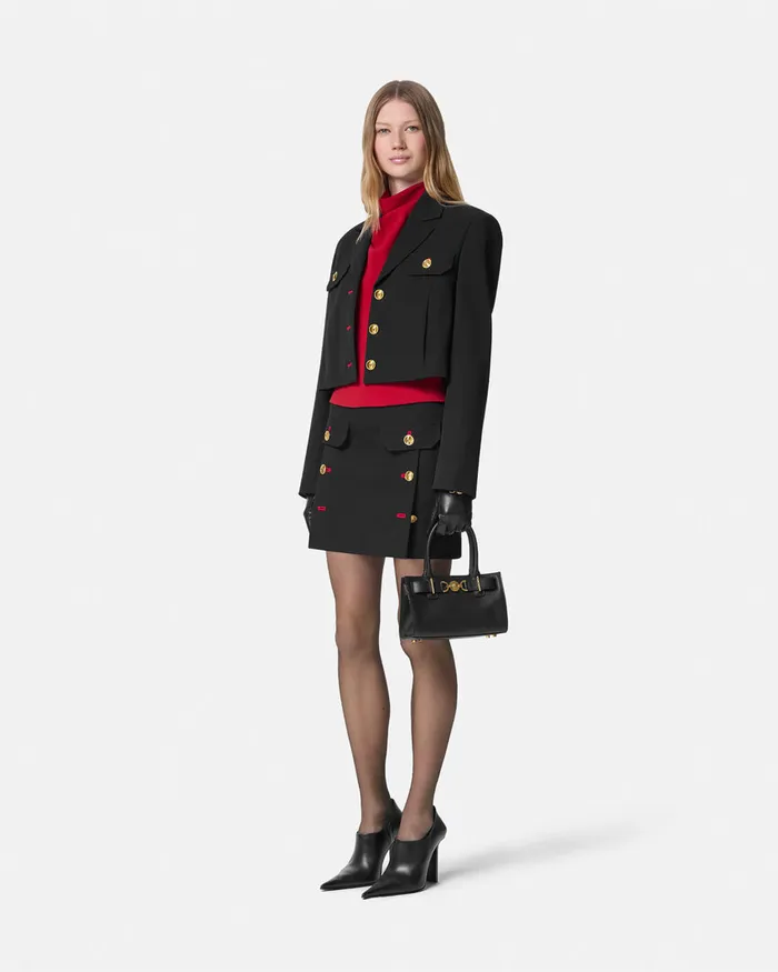 Versace Cady DrapedNeck Top Red Women Shirts and Tops