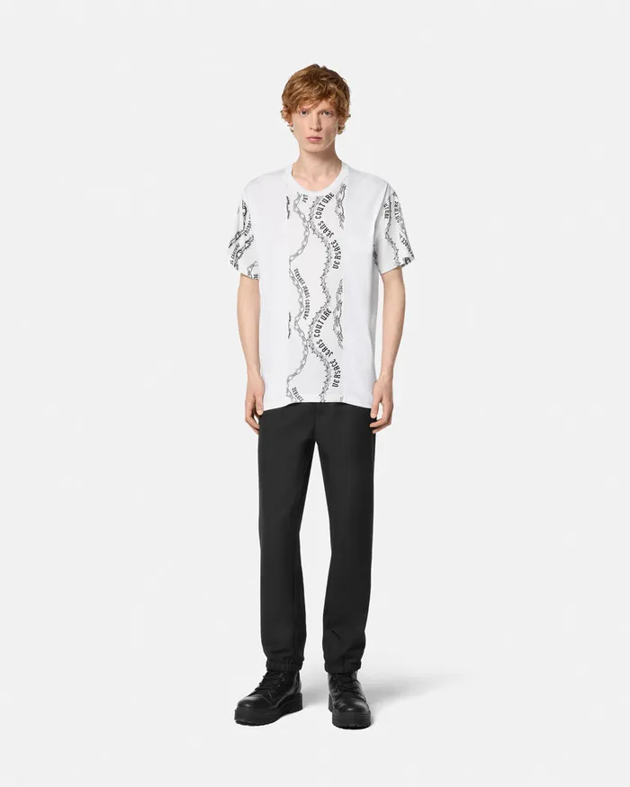 Versace Chain Couture RegularFit TShirt Whiteprint Men Jeans Couture