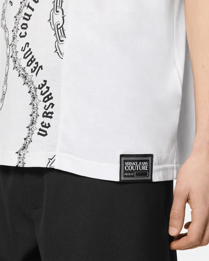 Versace Chain Couture RegularFit TShirt Whiteprint Men Jeans Couture