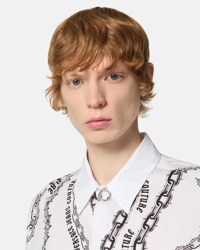 Versace Chain Couture RelaxedFit Shirt Whiteprint Men Jeans Couture