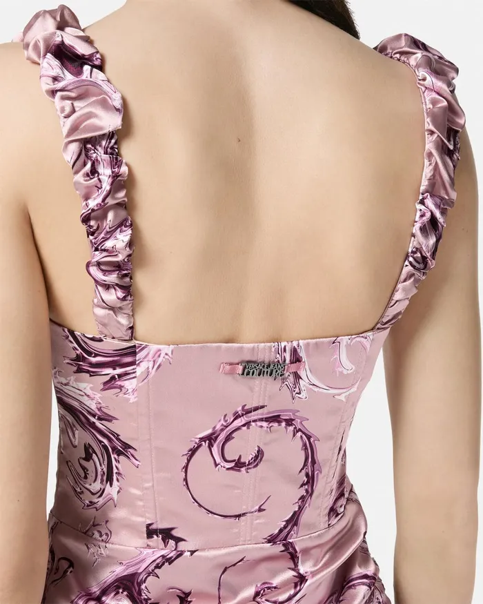 Versace Chromo Couture Bustier Mini Dress Pinkprint Women Jeans Couture