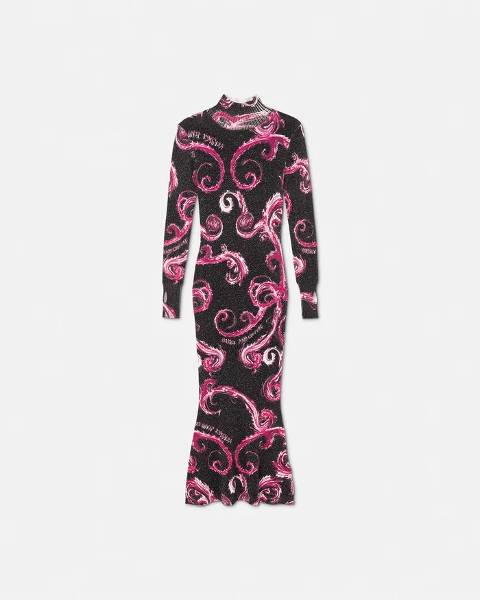 Versace Chromo Couture Lurex Midi Dress Blackpink Women Jeans Couture