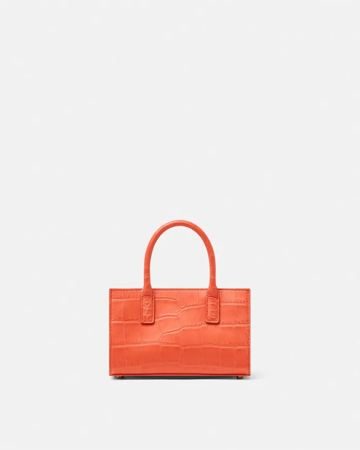 Versace CrocEffect Medusa 03995 Mini Tote Bag Coral Women Mini Bags and Clutches