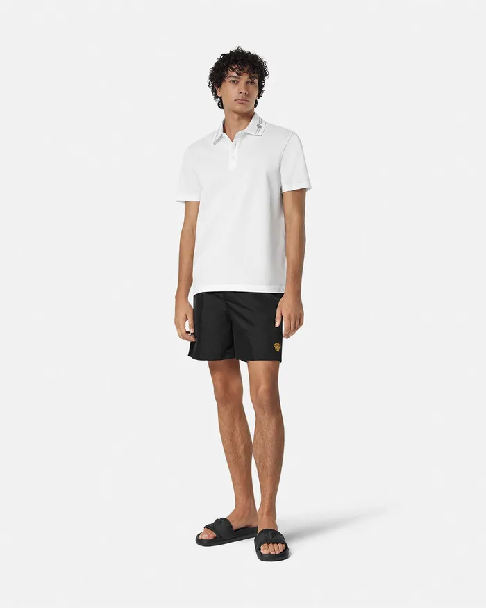 Versace Embroidered Medusa Swim Boardshorts Black Men Swimwear