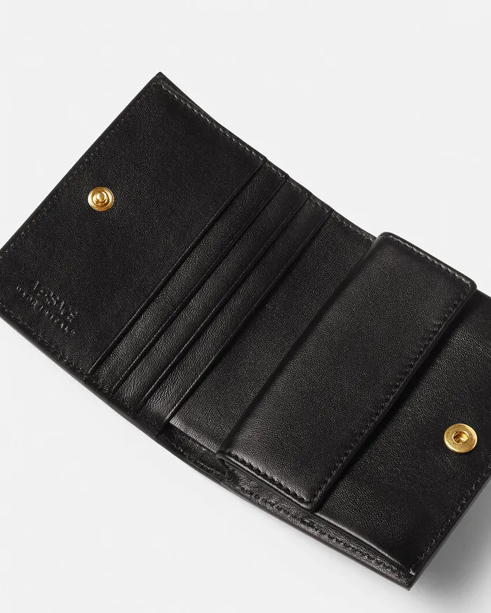 Versace Greca Goddess Bifold Wallet Blackgold Women Wallets