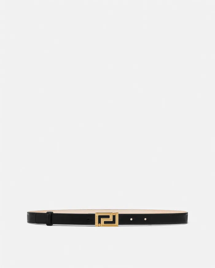 Versace Greca Goddess Leather Belt 2 Cm Blackgold Women Belts