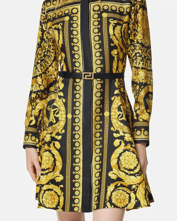 Versace Greca Goddess Leather Belt 2 Cm Blackgold Women Belts