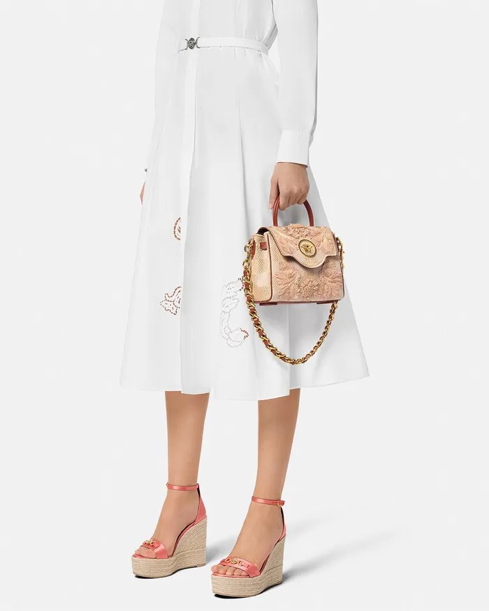 Versace La Medusa Small Handbag Beige Women Top Handle