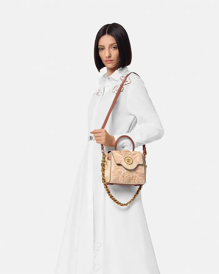 Versace La Medusa Small Handbag Beige Women Top Handle