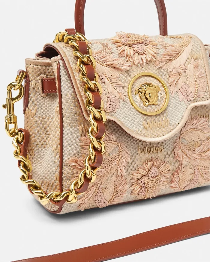Versace La Medusa Small Handbag Beige Women Top Handle