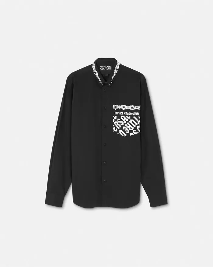 Versace Logomania Piercing RegularFit Shirt Blackprint Men Jeans Couture