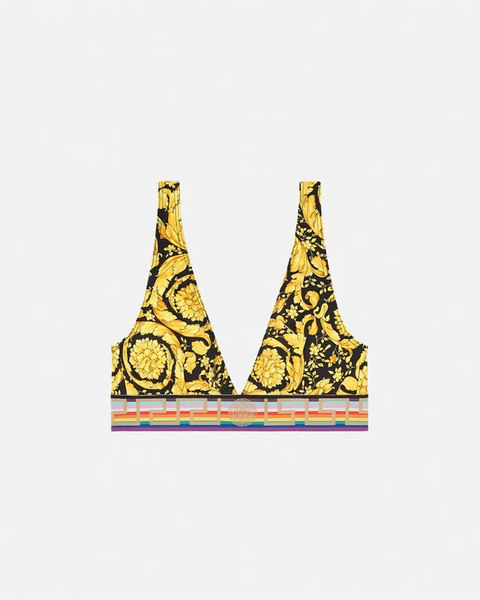 Versace Pride Barocco Triangle Bikini Top Blackprint Women Swimwear